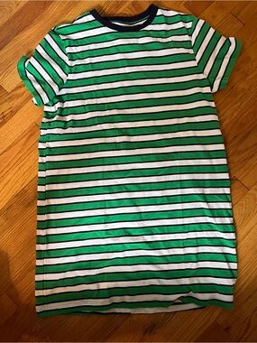 GAP Green, White & Navy Striped Short Sleeve Mini Dress